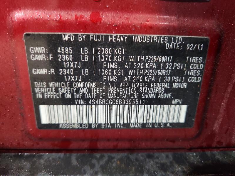 Aukcja sprzedaży 2011 Subaru Outback, vin: 4S4BRCGC6B3395511, numer aukcji: 53458286
