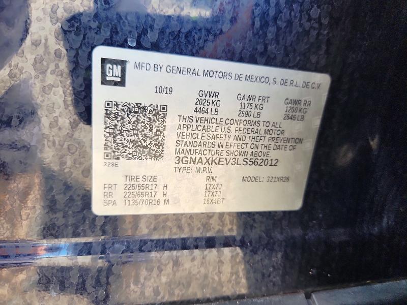 Продажа на аукционе авто 2020 Chevrolet Equinox, vin: 3GNAXKEV3LS562012, номер лота: 54695636