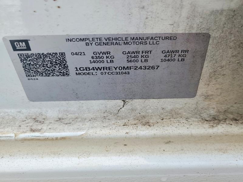 2021 Chevrolet Silverado მანქანა იყიდება აუქციონზე, vin: 1GB4WREY0MF243267, აუქციონის ნომერი: 54598556