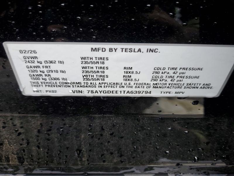 Продажа на аукционе авто 2026 Tesla Model Y, vin: 7SAYGDEE1TA639794, номер лота: 52403556