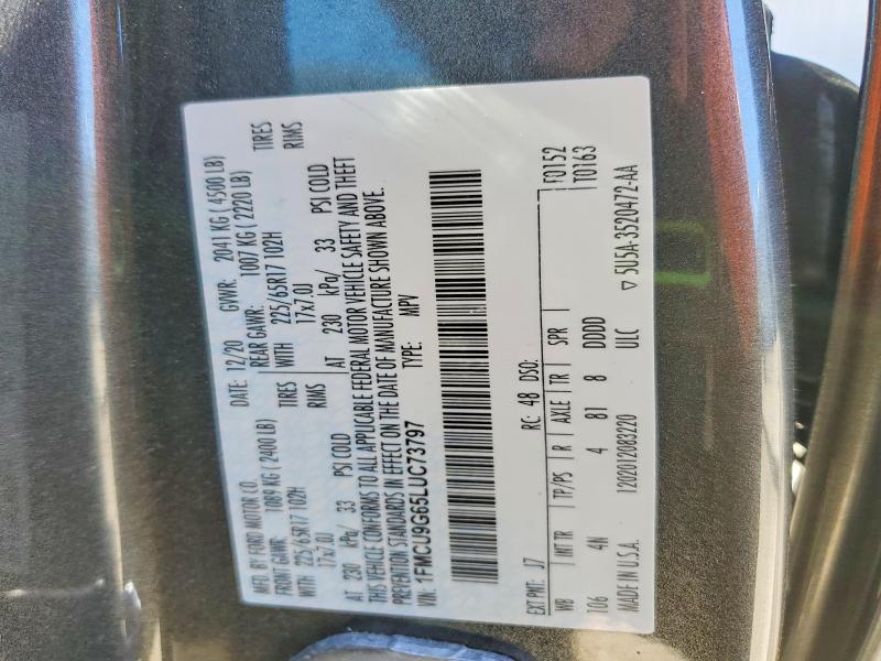 Aukcja sprzedaży 2020 Ford Escape, vin: 1FMCU9G65LUC73797, numer aukcji: 53238196