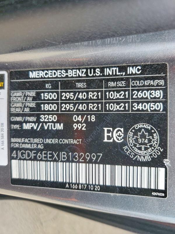 54622826 :رقم المزاد ، 4JGDF6EEXJB132997 vin ، 2018 Mercedes-benz Gls مزاد بيع
