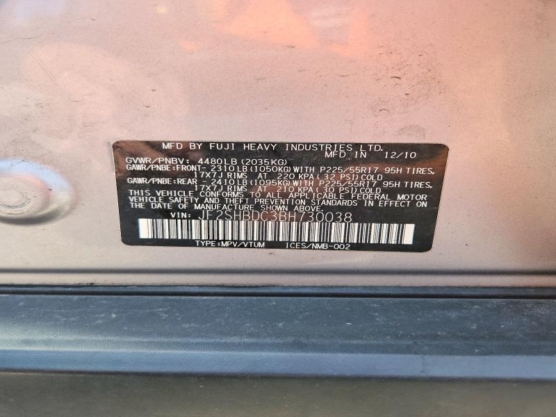 53766516 :رقم المزاد ، JF2SHBDC3BH730038 vin ، 2011 Subaru Forester مزاد بيع