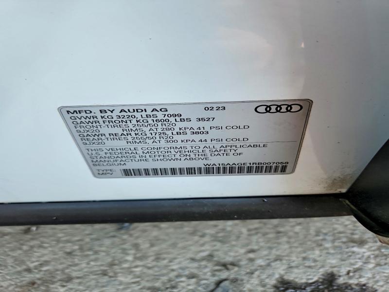 Aukcja sprzedaży 2024 Audi Q8 E-tron, vin: WA15AAGE1RB007058, numer aukcji: 52765766