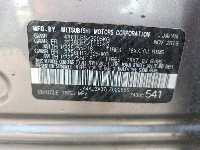 2020 Mitsubishi Outlander მანქანა იყიდება აუქციონზე, vin: JA4AD3A37LZ022655, აუქციონის ნომერი: 53670636