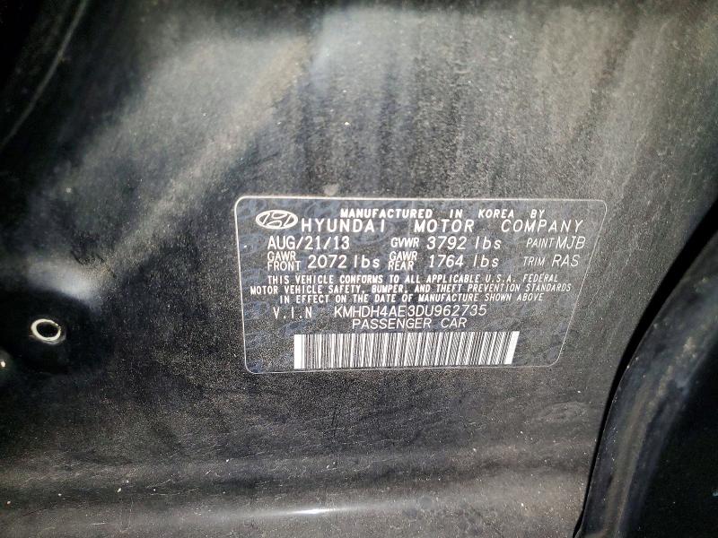 52809756 :رقم المزاد ، KMHDH4AE3DU962735 vin ، 2013 Hyundai Elantra مزاد بيع