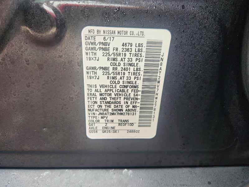 Продажа на аукционе авто 2017 Nissan Rogue, vin: JN8AT2MV7HW278131, номер лота: 54458776
