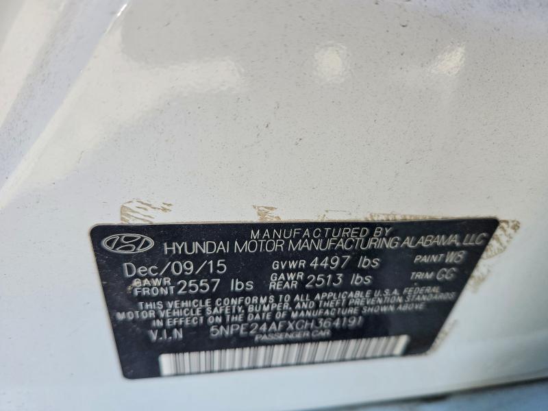 53455966 :رقم المزاد ، 5NPE24AFXGH364191 vin ، 2016 Hyundai Sonata مزاد بيع