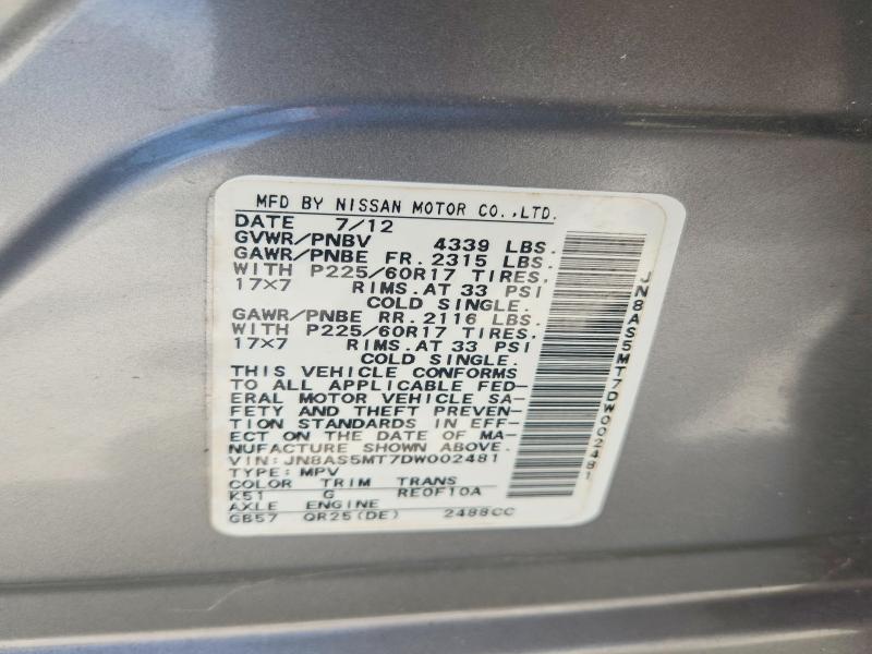 Aukcja sprzedaży 2013 Nissan Rogue, vin: JN8AS5MT7DW002481, numer aukcji: 52507136