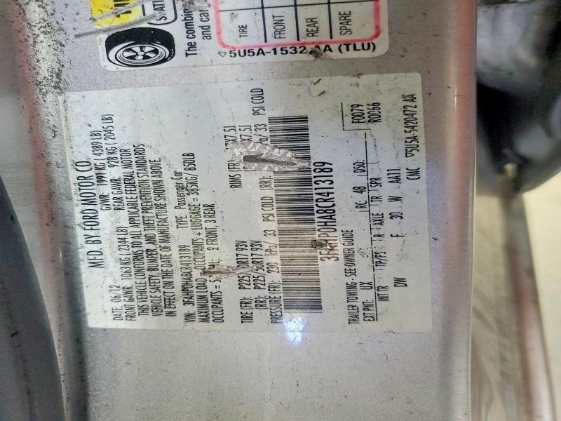 Продаж на аукціоні авто 2012 Ford Fusion, vin: 3FAHP0HA8CR413189, номер лоту: 54297516