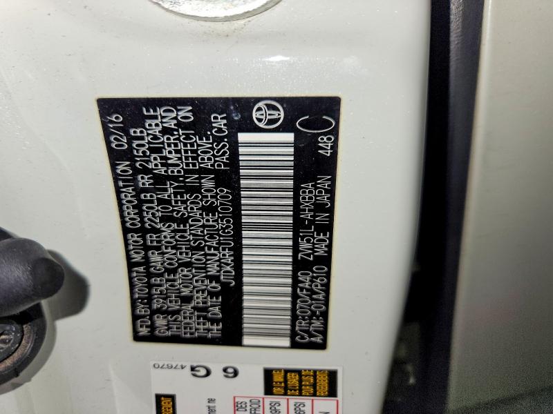 2016 Toyota Prius მანქანა იყიდება აუქციონზე, vin: JTDKARFU1G3510709, აუქციონის ნომერი: 53947946