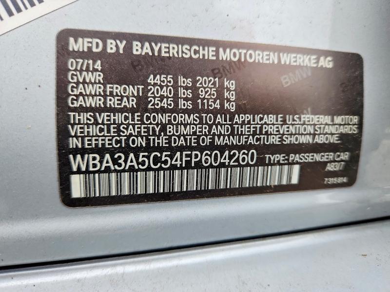 2015 Bmw 328 მანქანა იყიდება აუქციონზე, vin: WBA3A5C54FP604260, აუქციონის ნომერი: 53252636