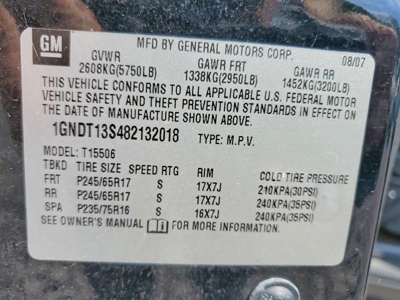 Продаж на аукціоні авто 2008 Chevrolet Trailblazer, vin: 1GNDT13S482132018, номер лоту: 54724426