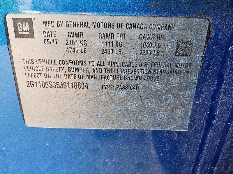 Продаж на аукціоні авто 2018 Chevrolet Impala, vin: 2G1105S35J9118604, номер лоту: 54114976
