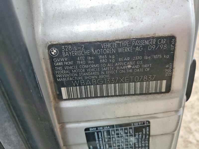 52391606 :رقم المزاد ، WBABG1337XET07837 vin ، 1999 Bmw 328 مزاد بيع