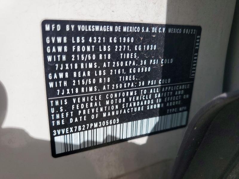 Продажа на аукционе авто 2023 Volkswagen Taos, vin: 3VVEX7B27PM305609, номер лота: 52319836