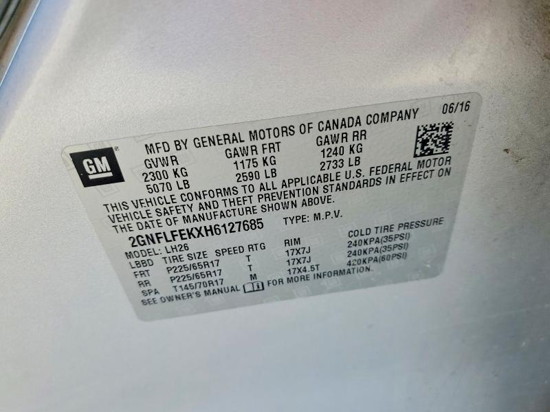 Продаж на аукціоні авто 2017 Chevrolet Equinox, vin: 2GNFLFEKXH6127685, номер лоту: 54334356