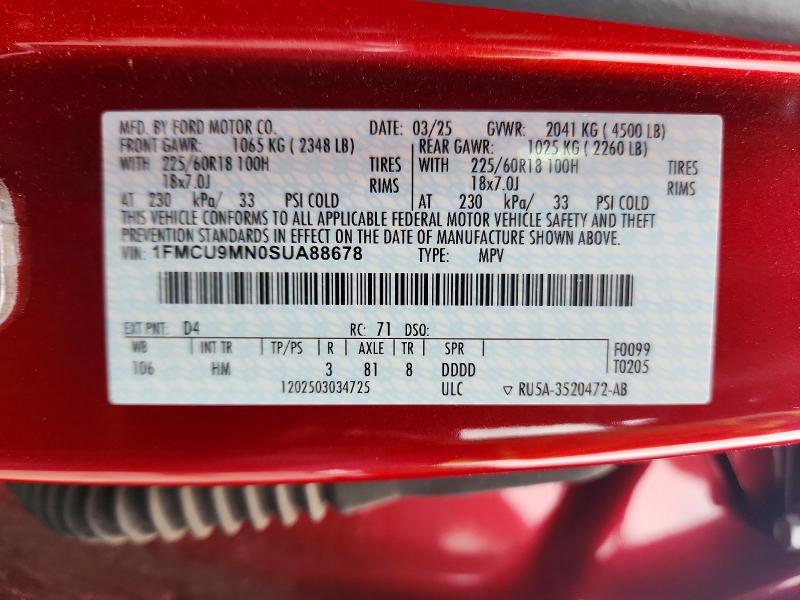Продажа на аукционе авто 2025 Ford Escape, vin: 1FMCU9MN0SUA88678, номер лота: 53351736