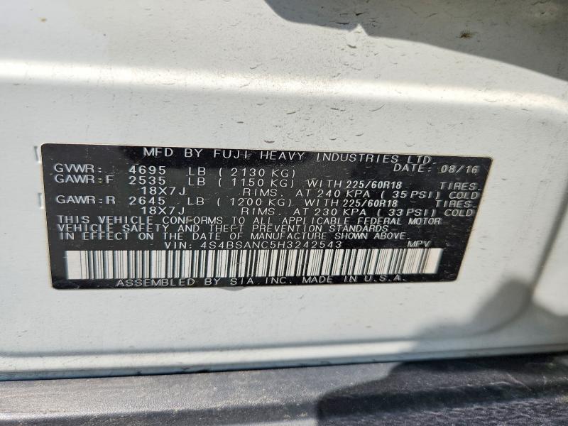 Aukcja sprzedaży 2017 Subaru Outback, vin: 4S4BSANC5H3242543, numer aukcji: 54186236
