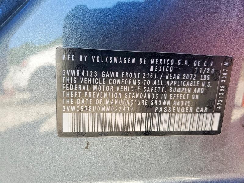 Продажа на аукционе авто 2021 Volkswagen Jetta, vin: 3VWC57BU0MM022409, номер лота: 52200646