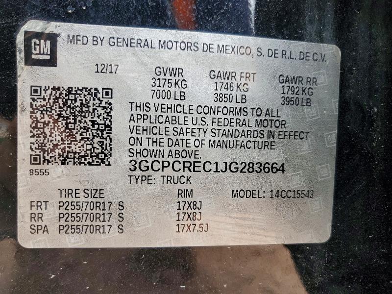 51869886 :رقم المزاد ، 3GCPCREC1JG283664 vin ، 2018 Chevrolet Silverado مزاد بيع