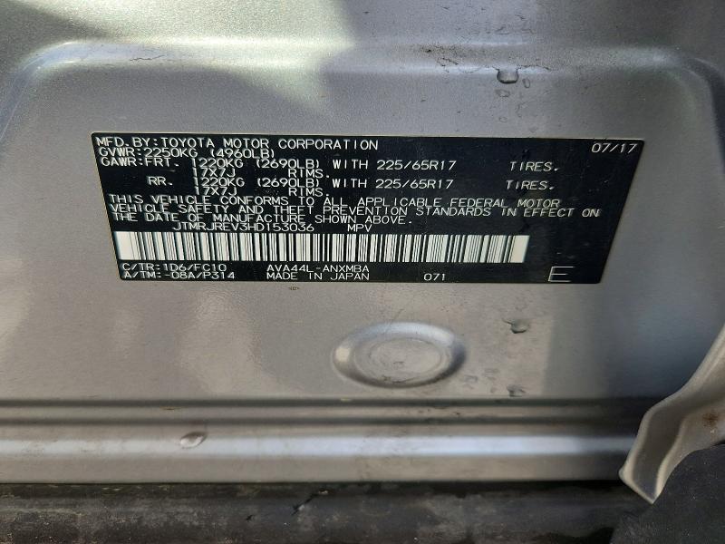 Aukcja sprzedaży 2017 Toyota Rav4 Hybrid, vin: JTMRJREV3HD153036, numer aukcji: 54194046