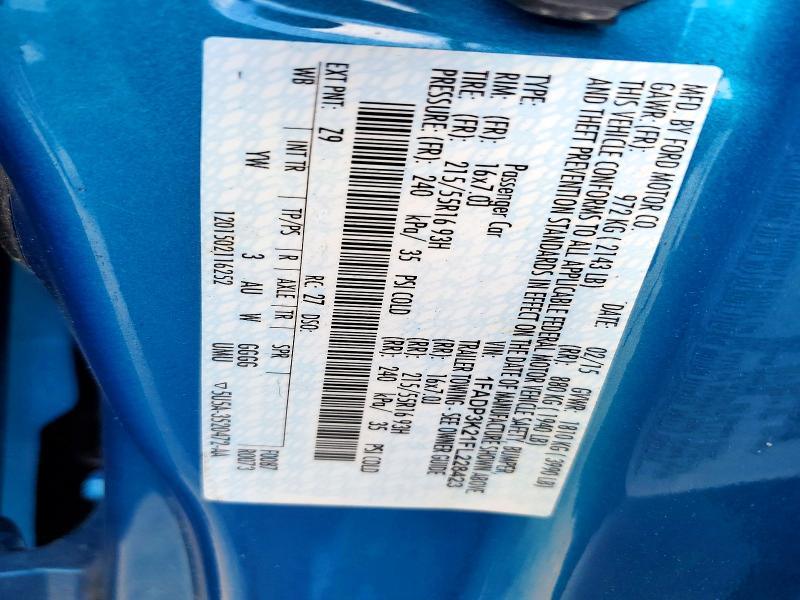 Продаж на аукціоні авто 2015 Ford Focus, vin: 1FADP3K21FL228423, номер лоту: 53771926
