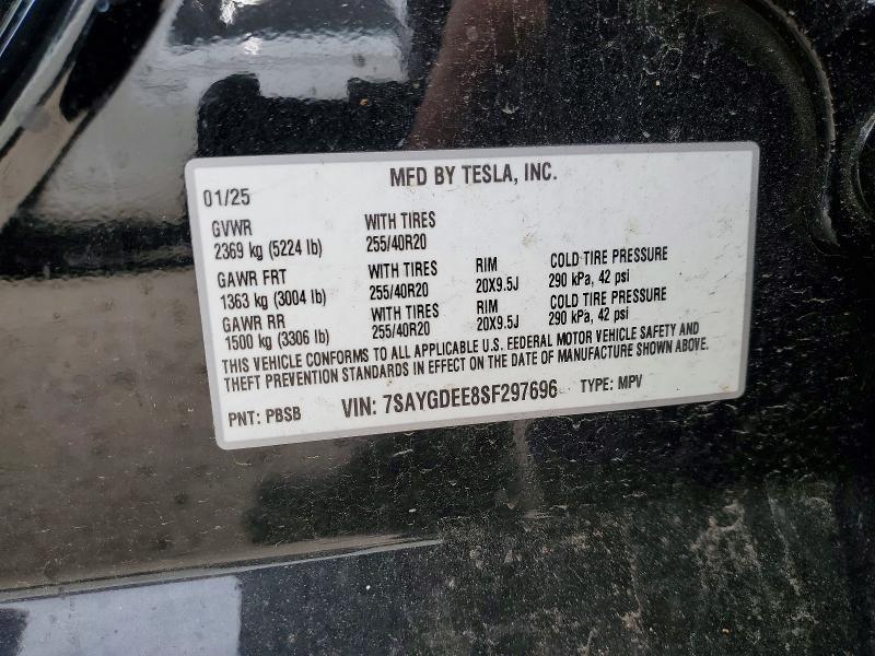 53851676 :رقم المزاد ، 7SAYGDEE8SF297696 vin ، 2025 Tesla Model Y مزاد بيع