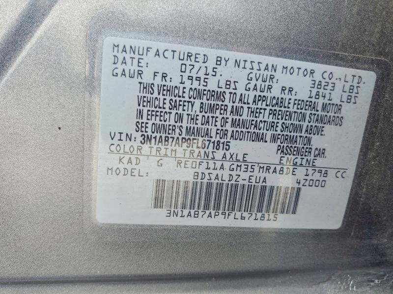 Aukcja sprzedaży 2015 Nissan Sentra, vin: 3N1AB7AP9FL671815, numer aukcji: 54064926