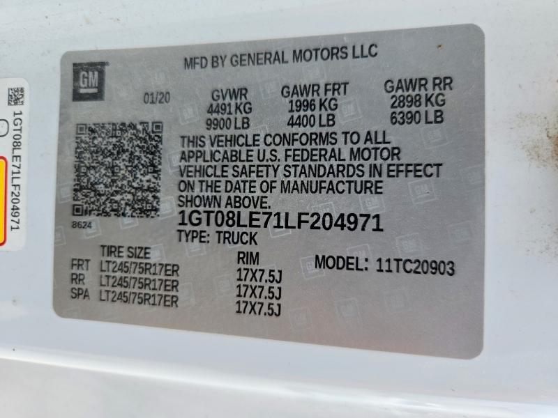 54072206 :رقم المزاد ، 1GT08LE71LF204971 vin ، 2020 Gmc Sierra مزاد بيع