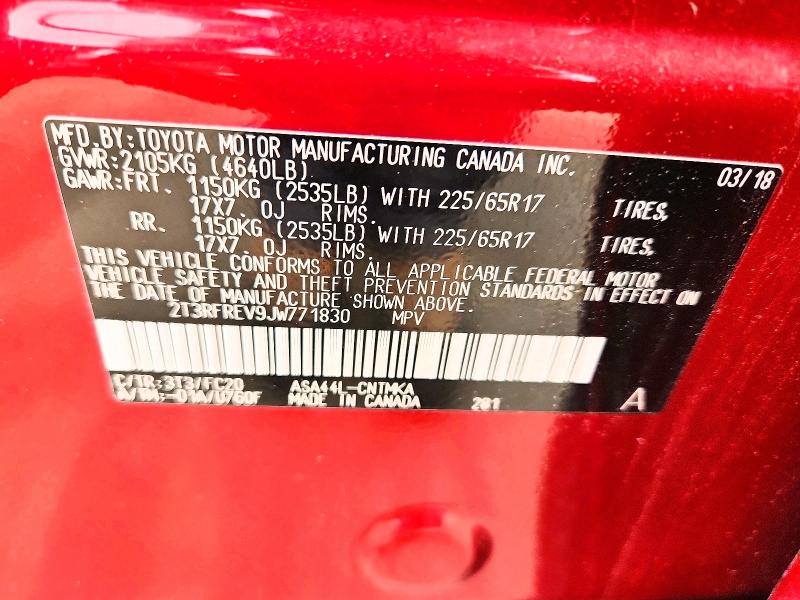 2018 Toyota Rav4 მანქანა იყიდება აუქციონზე, vin: 2T3RFREV9JW771830, აუქციონის ნომერი: 54683806
