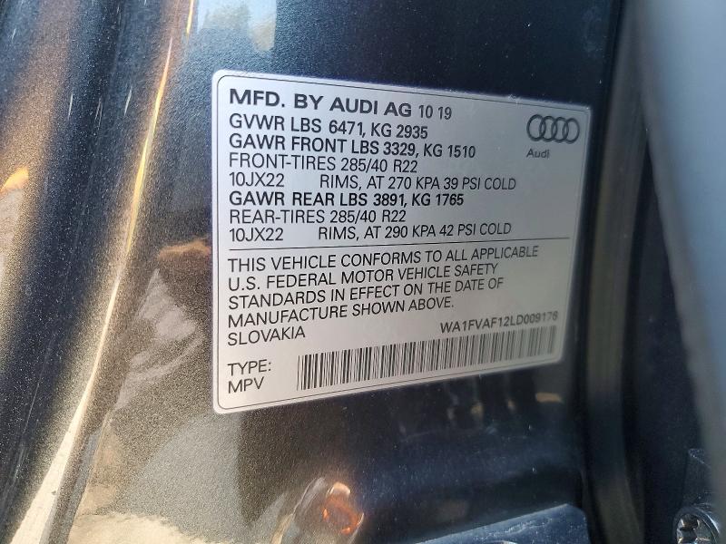 Продажа на аукционе авто 2020 Audi Q8, vin: WA1FVAF12LD009176, номер лота: 52387876