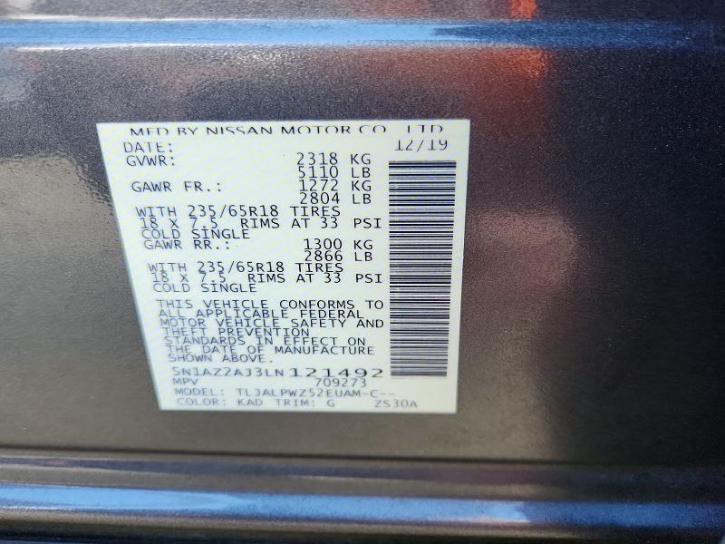 Продаж на аукціоні авто 2020 Nissan Murano, vin: 5N1AZ2AJ3LN121492, номер лоту: 54863216