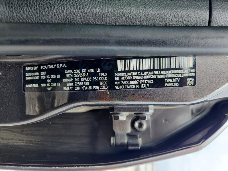 51901036 :رقم المزاد ، ZACCJBBB7HPF17662 vin ، 2017 Jeep Renegade مزاد بيع