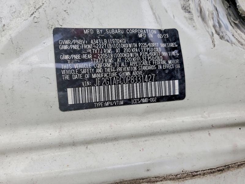 52682196 :رقم المزاد ، JF2GTAPC0P8331427 vin ، 2023 Subaru Crosstrek مزاد بيع