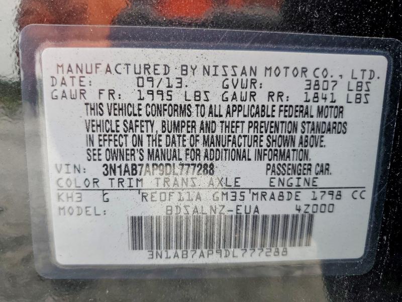 Продажа на аукционе авто 2013 Nissan Sentra, vin: 3N1AB7AP9DL777288, номер лота: 55553006
