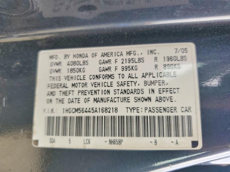 41629506 :رقم المزاد ، 1HGCM56445A168218 vin ، 2005 Honda Accord مزاد بيع