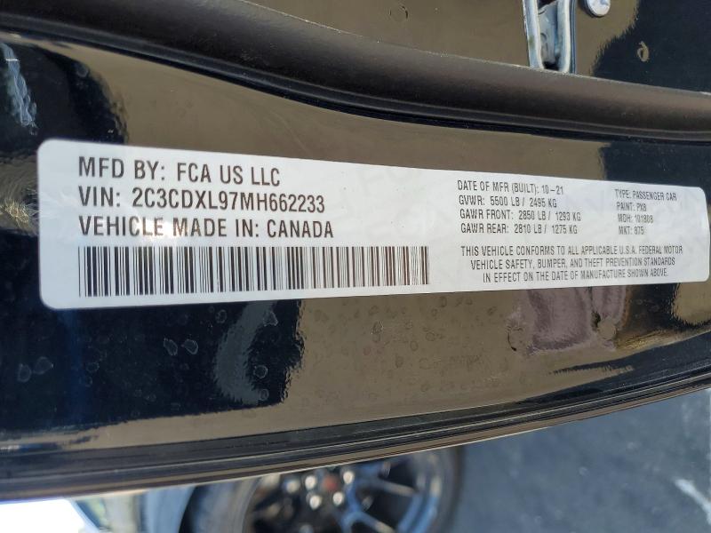 2021 Dodge Charger მანქანა იყიდება აუქციონზე, vin: 2C3CDXL97MH662233, აუქციონის ნომერი: 54144916