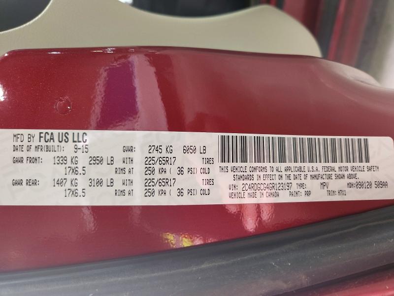 2016 Dodge Grand Caravan მანქანა იყიდება აუქციონზე, vin: 2C4RDGCG4GR123197, აუქციონის ნომერი: 51452806
