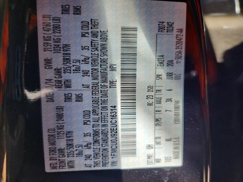 Aukcja sprzedaży 2014 Ford Escape, vin: 1FMCU0J92EUC16314, numer aukcji: 52586436