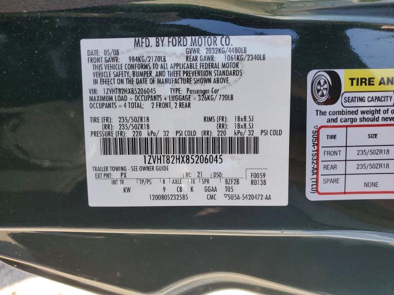 Aukcja sprzedaży 2008 Ford Mustang, vin: 1ZVHT82HX85206045, numer aukcji: 52038806