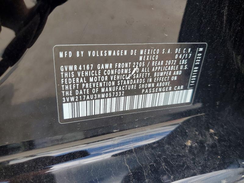 55101626 :رقم المزاد ، 3VW217AU3HM057332 vin ، 2017 Volkswagen Golf مزاد بيع