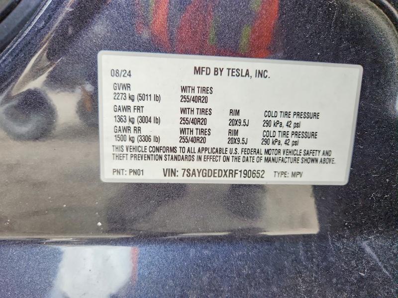 Aukcja sprzedaży 2024 Tesla Model Y, vin: 7SAYGDEDXRF190652, numer aukcji: 53882086