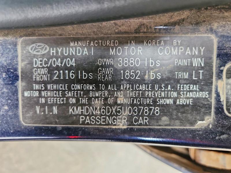 2005 Hyundai Elantra მანქანა იყიდება აუქციონზე, vin: KMHDN46DX5U037878, აუქციონის ნომერი: 52442786