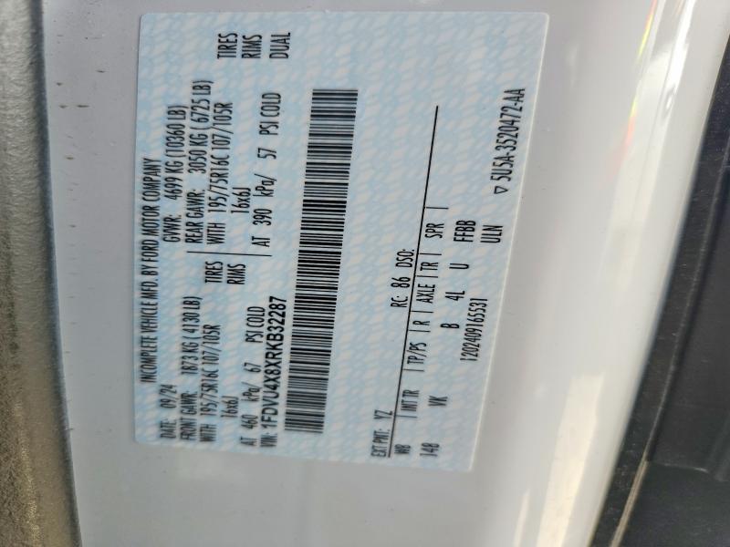 52586016 :رقم المزاد ، 1FDVU4X8XRKB32287 vin ، 2025 Ford Transit مزاد بيع