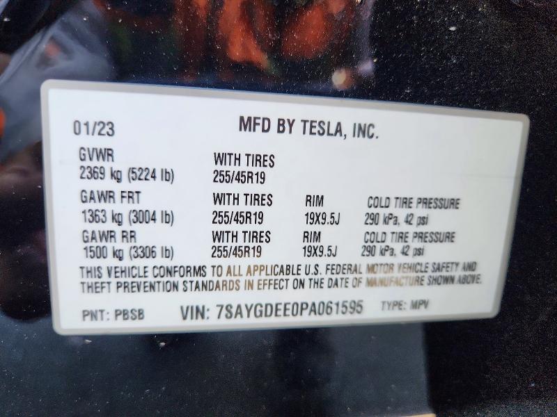 53276686 :رقم المزاد ، 7SAYGDEE0PA061595 vin ، 2023 Tesla Model Y مزاد بيع