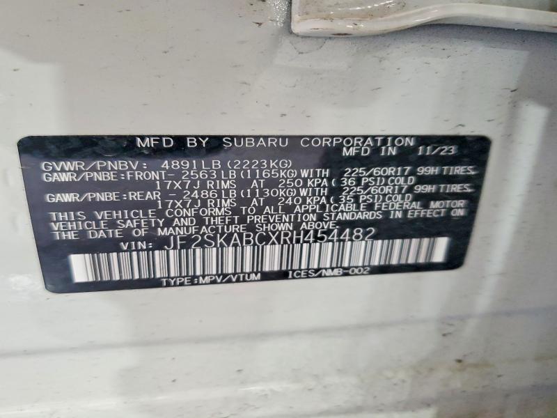 51958936 :رقم المزاد ، JF2SKABCXRH454482 vin ، 2024 Subaru Forester مزاد بيع