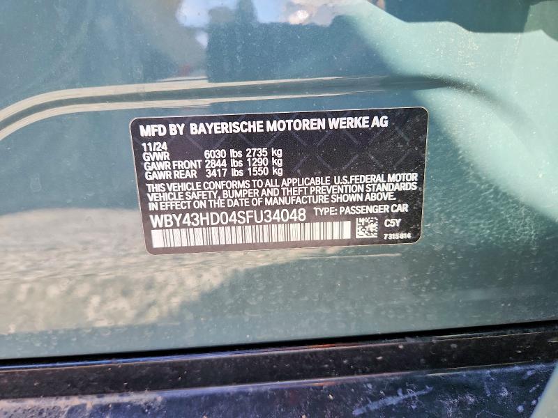 52827486 :رقم المزاد ، WBY43HD04SFU34048 vin ، 2025 Bmw I4 مزاد بيع