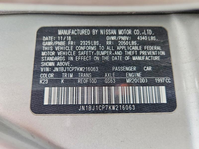 Продаж на аукціоні авто 2019 Nissan Rogue Sport, vin: JN1BJ1CP7KW216063, номер лоту: 53083336