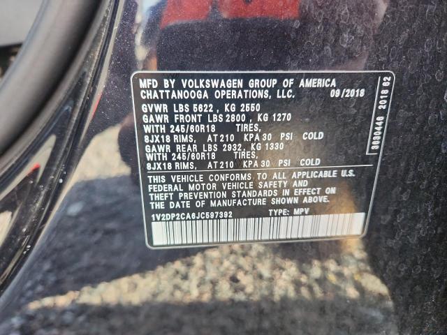 53581976 :رقم المزاد ، 1V2DP2CA6JC597392 vin ، 2018 Volkswagen Atlas مزاد بيع